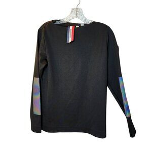 Rossignol‎ Women’s Small Black Long Sleeve Top Iridescent Elbow Patches EUC